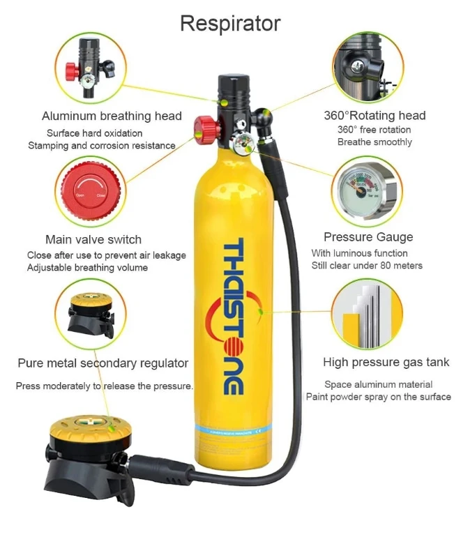High Quality Thaistone M05A Portable 1.0L Aluminium Air Cylinder Diving Equipment for Underwater Sports
