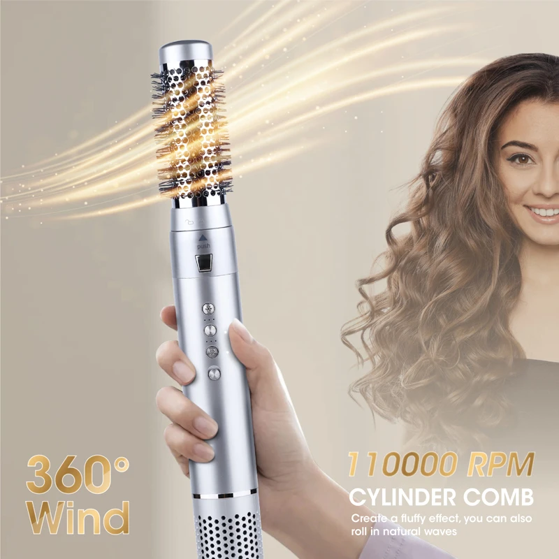 High Speed Thermo 5 in 1 hot air brush multi styler automatic curling iron electric hair brushes round blow dry brush
