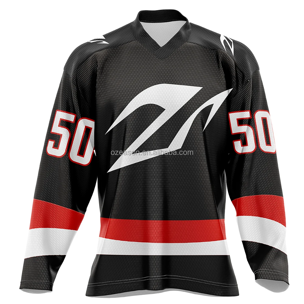 Cheap custom logo printing ice hockey team jersey polyester fabric high quality sublimated hockey jersey