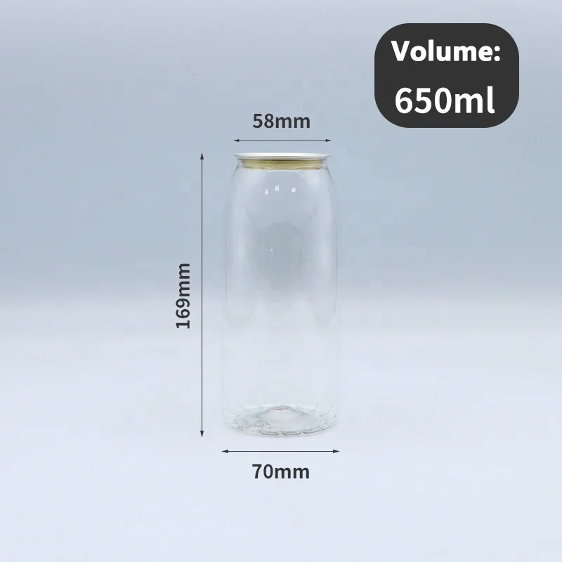 Custom Logo 330ml 500ml 650ml clear transparent coffee bottle cup pet plastic soda can
