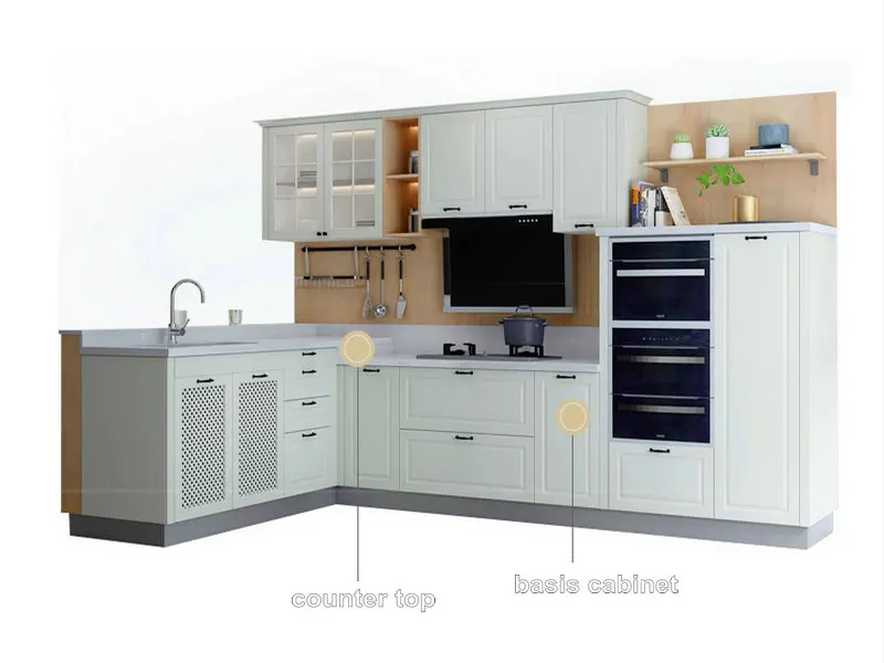 Melamine Modern Kitchen Cabinets/PVC Kitchen Cabinet and Kitchen Island for Home Furniture