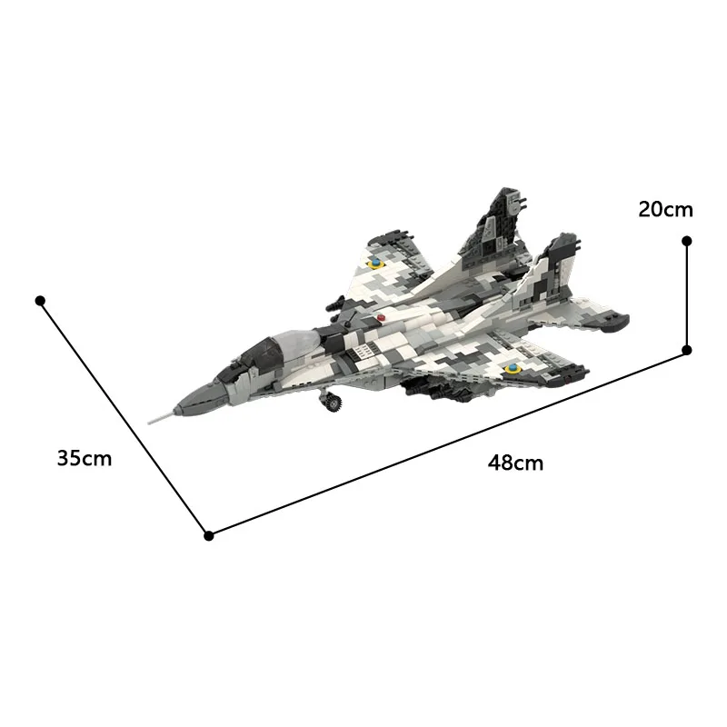 BuildMoc Ukraine Mig-29 The Ghost of Kyiv-1/35 Fighter Military Tactical Utility Model Kids Building Blocks Diy Bricks Toys