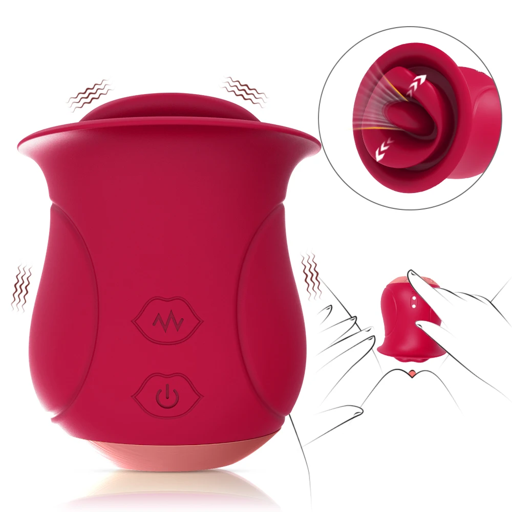 LOVE Newly waterproof Magic Lips Rose Biting Sucking Licking Ladies Rose Toy Stimulator Suction Purple Ladies Rose toy For Women