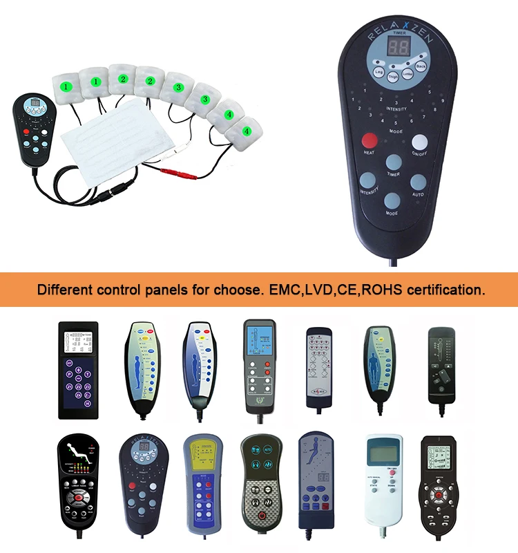 8 motors electric massager cooling fan & heating pads internal usage with manual controller massager parts