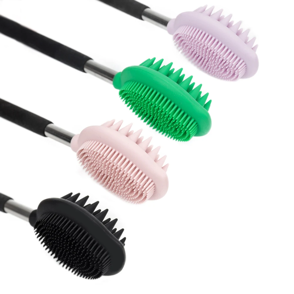 Custom Logo Extendable Manual Silicone Exfoliating Brush Face Telescopic Back Scratcher for Sale
