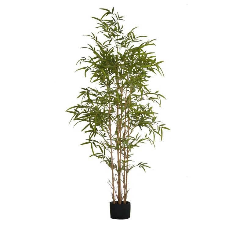SZ Small artificial bamboo tree potted plants home decor bamboo tree plant indoor faux silk bamboo tree 8ft for whole sale