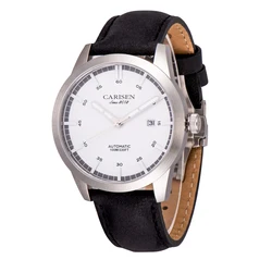 Carisen Brand Custom Logo 5 Atm Waterproof Genuine Leather Band Chinese Mechanical Automatic Watches Business Casual Mens Watch