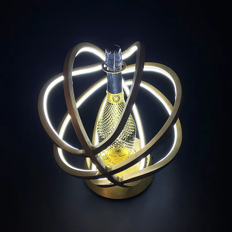 Custom Bar Metal Champagne Serving Tray Bottle Presenter Glorifier Glow Wine Display Rack