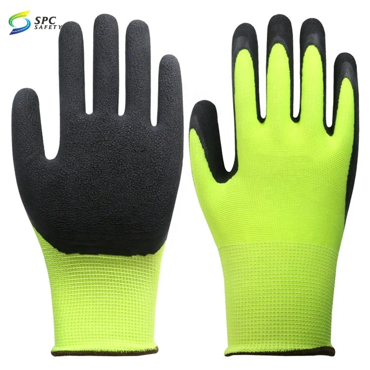 Hotsale wildly used Black latex coating dipped hand safety 13 gauge Red polyester string knitted work gloves