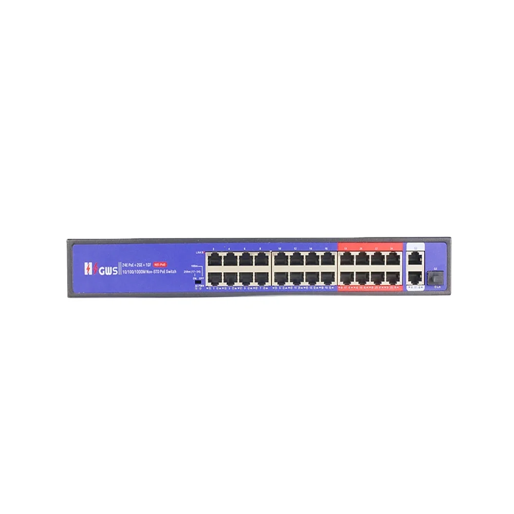 HZGWS New Series 24 Ports POE Switch supports non-standard 24V POE+ 10M/250m long distance