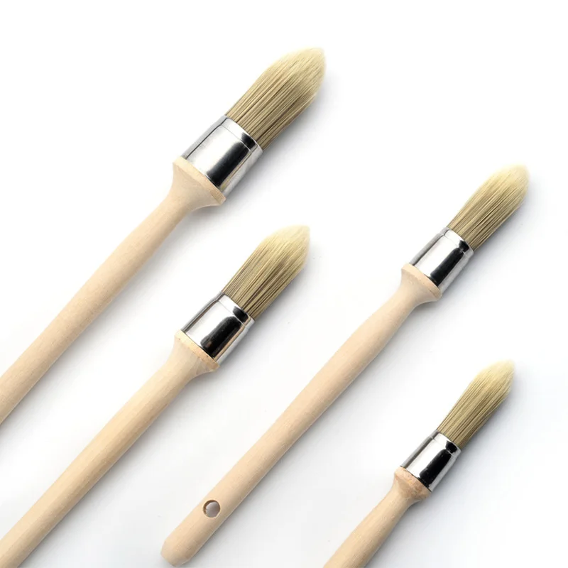 Industrial DIY Grade Paint Brush Wooden Handle Natural Bristle Plastic Material Customizable OEM Support Wall Paint Polishing