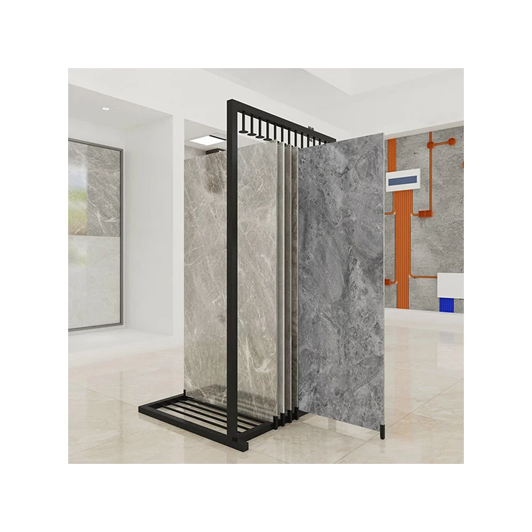 Kainice Customized Stone Sample Showroom Ceramic Marble Push Pull Stand Panel Granite Slab Slider Tile Display Rack