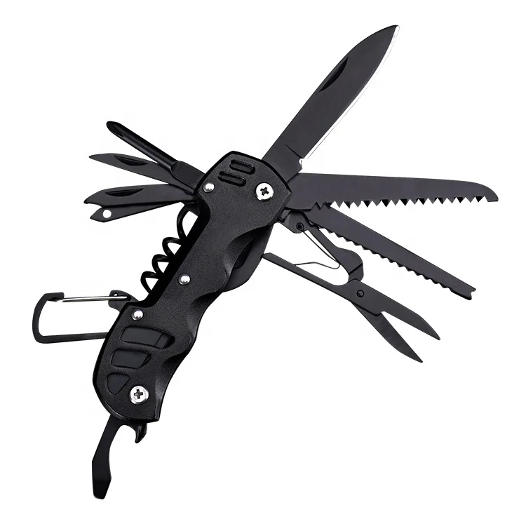 Factory supply directly EDC folding knife 12 iin 1 function open outdoor tool stainless steel Swiss knife outdoor practical tool