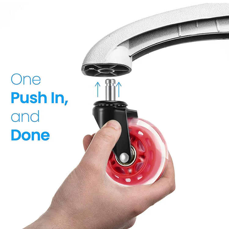 DLPO 50/65/75 mm diameter clear black pu office chair caster wheels