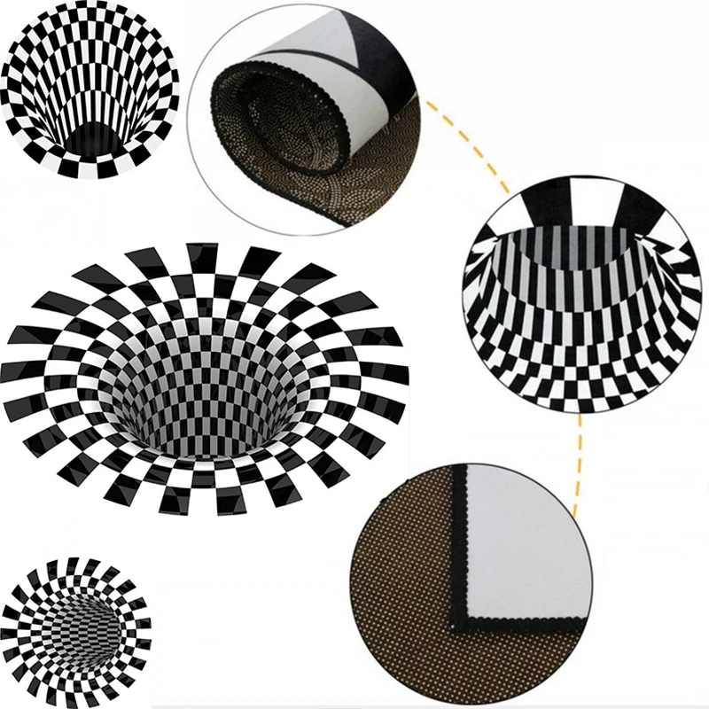 3D Carpet Non-slip Floor Mat Area Rug Optical Home Living Room Bedroom Doormat Print Abstract Geometric Cute Woven Rectangle Yjm