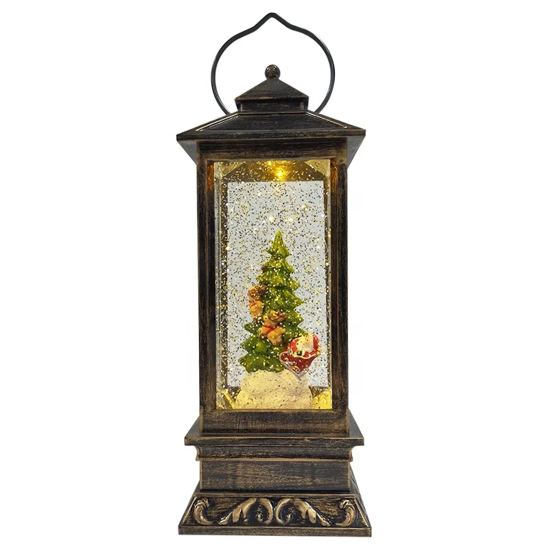 Low MOQ glittering tabletop Promotional Decoration Flying Santa Reindeer in Sleigh Led Electric Christmas Snow Globe For Sale