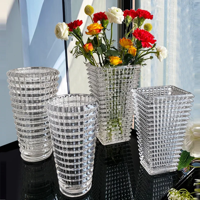 Machine Made Living Room Decor Heavy Flower Arrangement Crystal Mosaic Glass Vase