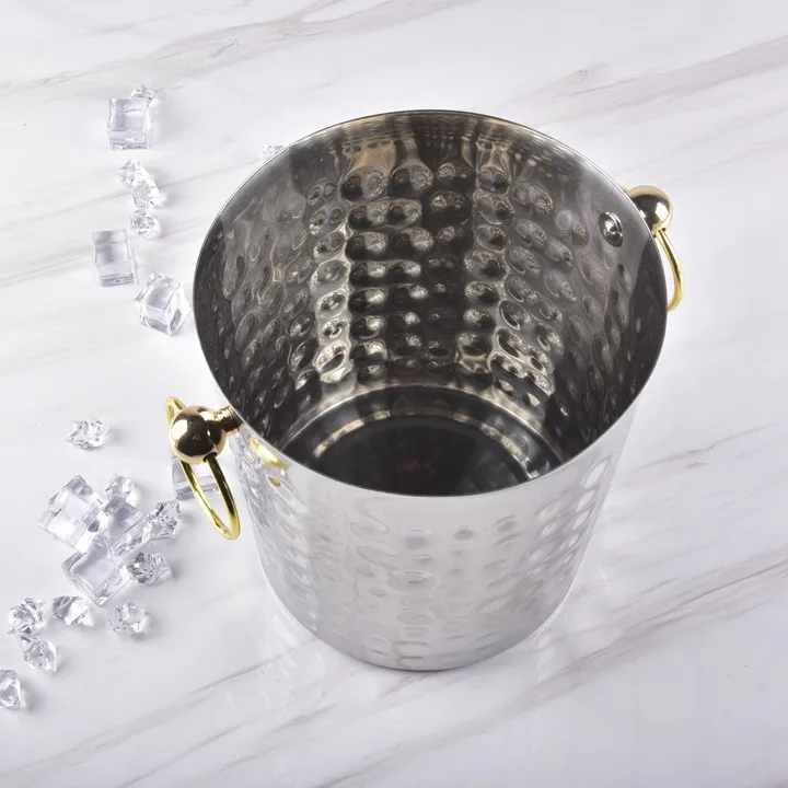 High Quality Ice Bucket with Handle Stainless Steel Champagne Bucket Customer Logo Barware wine chiller OEM for bar party