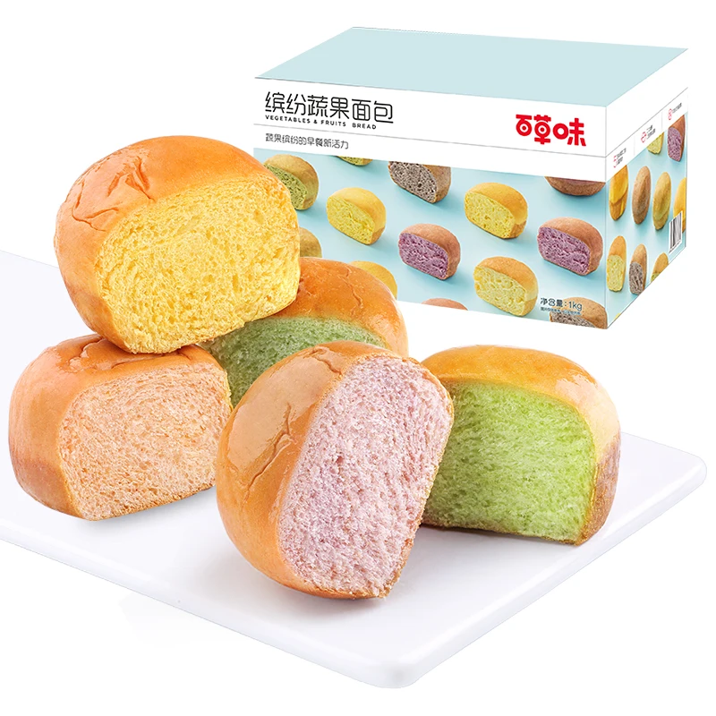 bai cao wei flavor vegetables and fruits bread 1kg coarse grain cake dessert hand tear  snacks casual breakfast