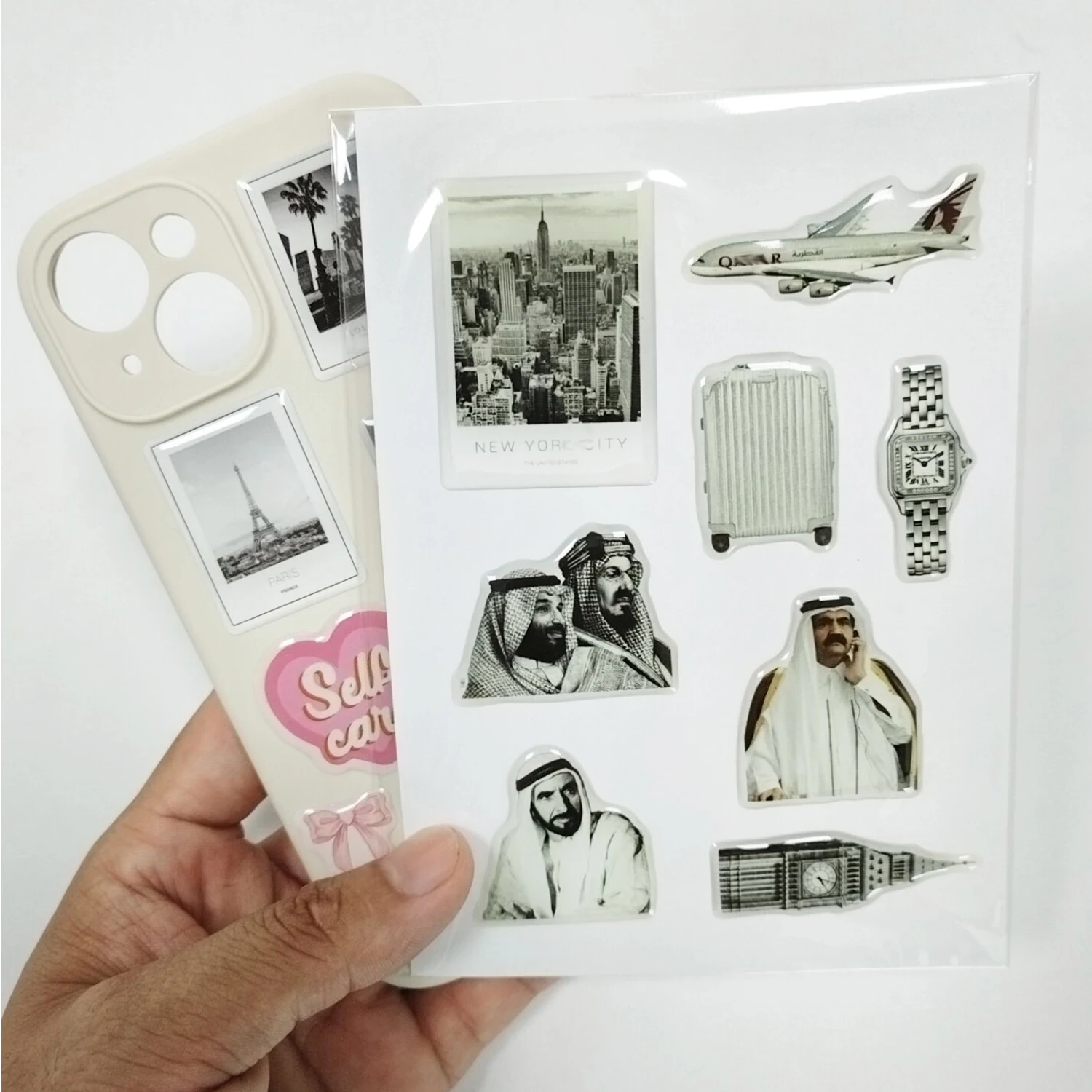 Wholesale 3D Phone Case Cover Sticker Printing Custom Printed Design Logo Epoxy Resin Dome kiss Cut Stickers Sheet With A6 Size