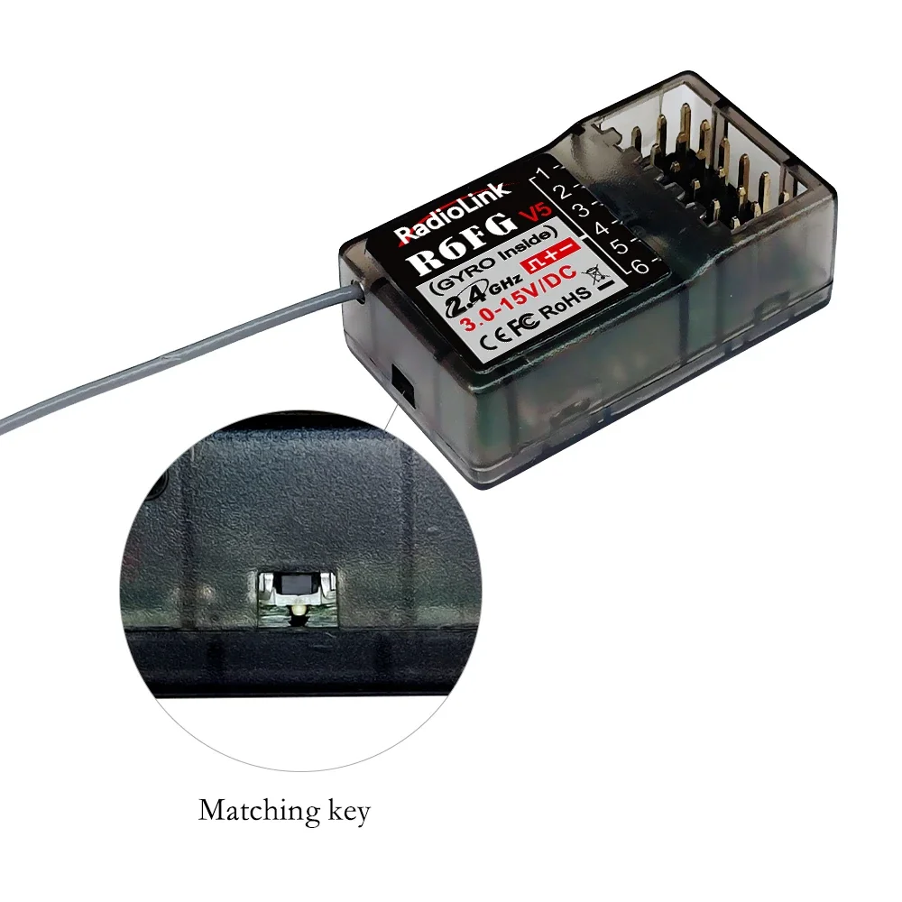 RadioLink R6FG V5 6 Channel Gyro Receiver for RC Remote Controller Car Boat Model RC8X/RC6GS/RC4GS/T8FB/T8S Transmitter