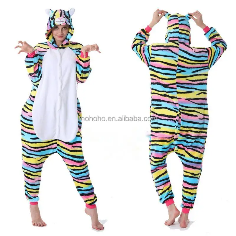 Cartoon Animal One Piece Flannel Pajamas Home Wear for Adults