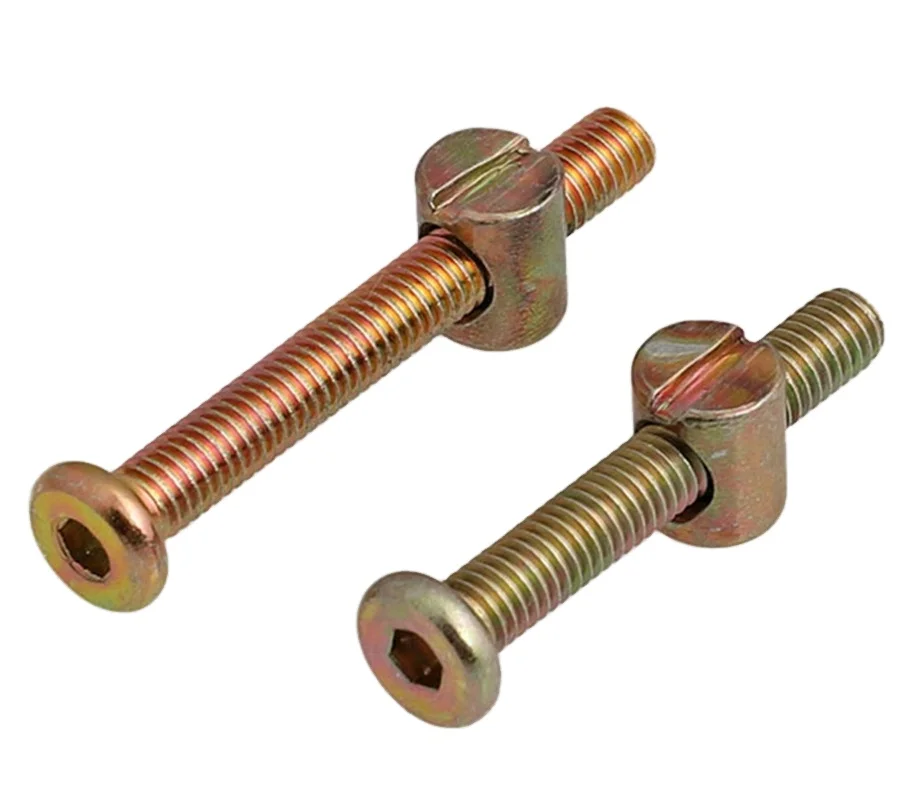 galvanized carbon steel furniture screws with barrel dowel nuts connector furniture lock wooden bed screws