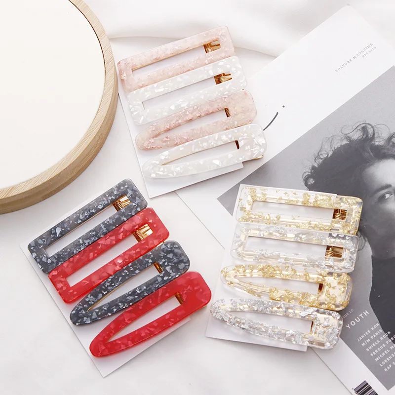 New Style Acrylic Acetic Acid Duck Hair Clips Simple Sweet Printing Fancy Metal Hairpin For Girls