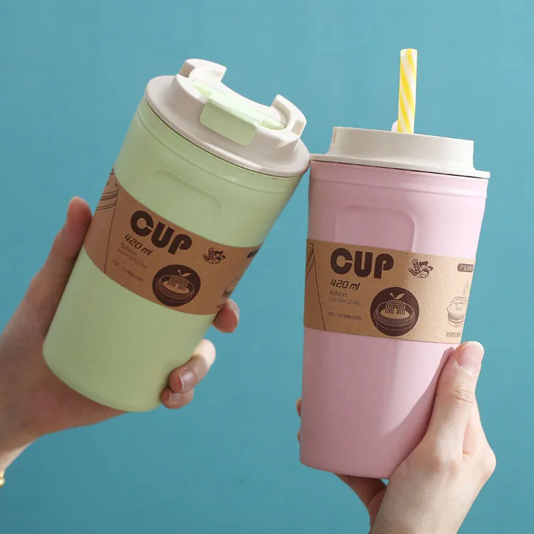 Биоразлагаемая дорожная кружка, Экологически чистая кофейная чашка из бамбукового волокна с рукавом