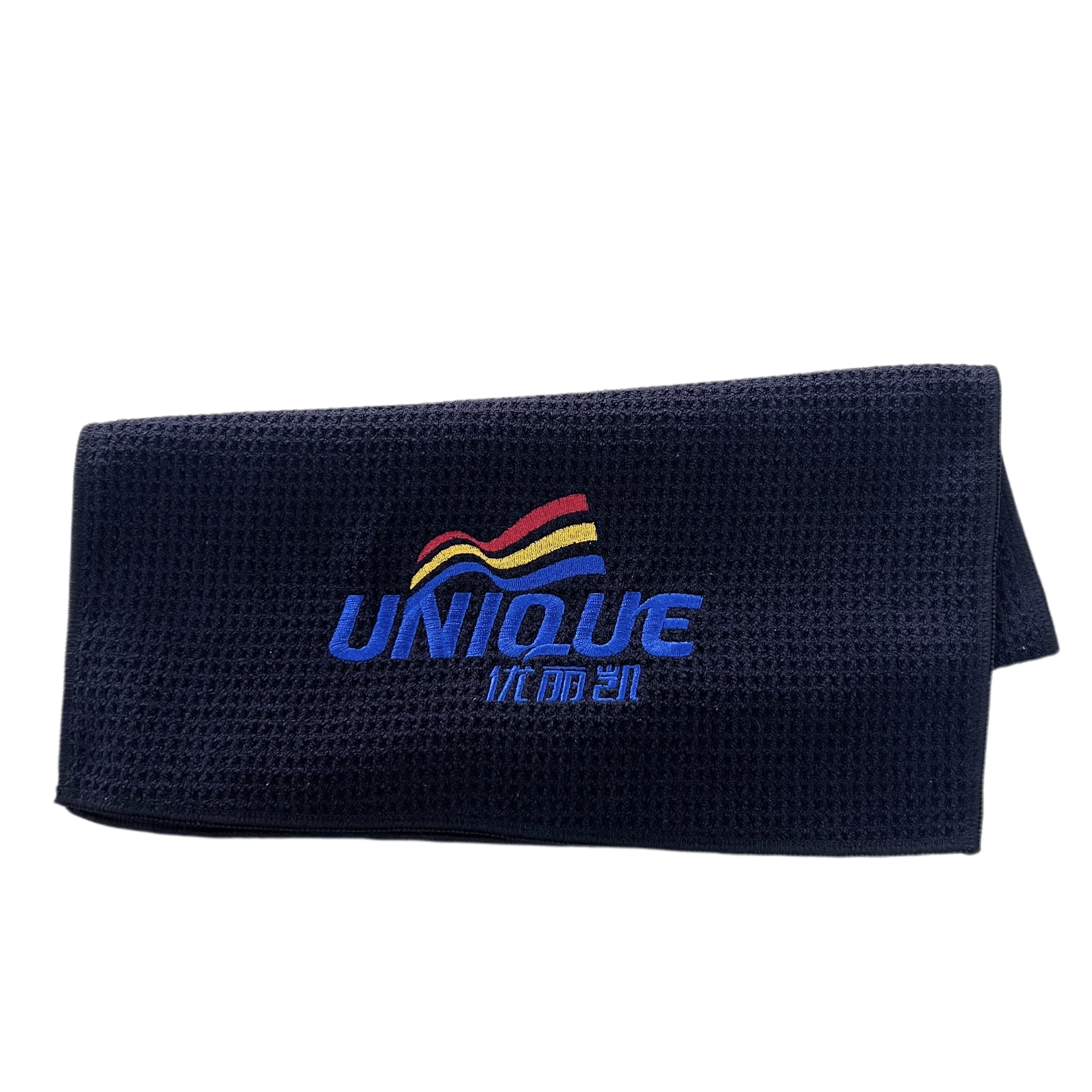 Wholesale Custom Logo Printed Quick-Dry Recycled Microfiber Waffle Weave Golf Hand Towel from China Manufacturers