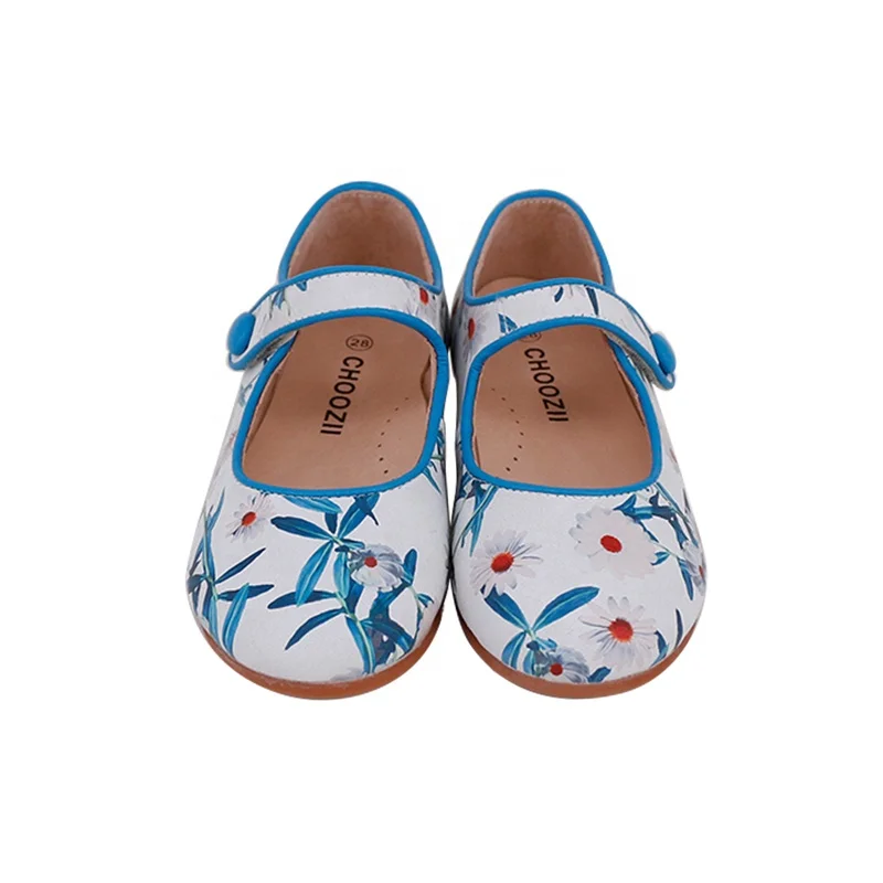 Choozii New Style High-end Floral Pattern Leather Upper Leather Children Girls Mary Jane Shoes
