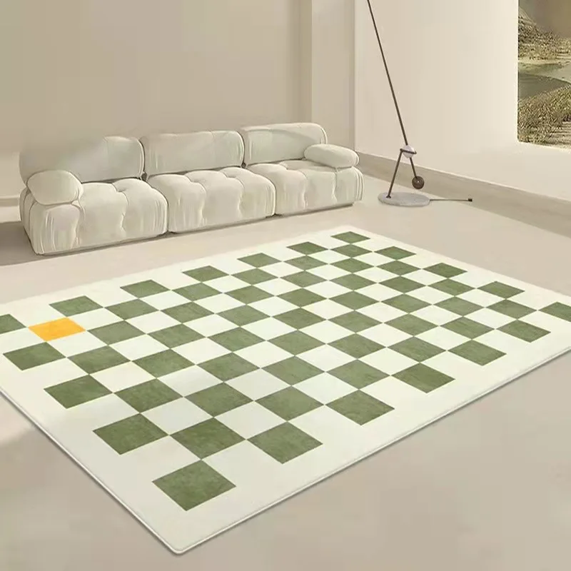 Wholesale Faux Sheepskin Checkerboard Collage Rug Checkered Area Rug Carpet Checkered Rug for Living Room Bedroom