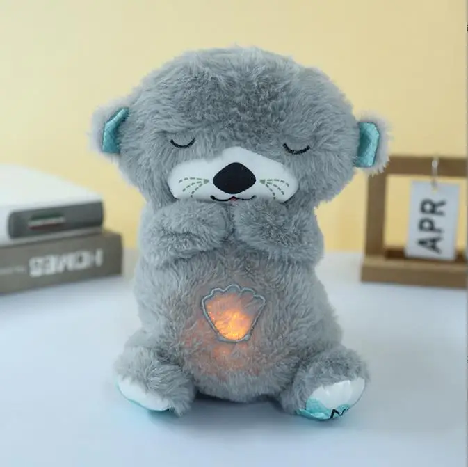 Custom plush breathing baby otter soothing toy sleeping baby sleeping otter plush doll gift otter doll
