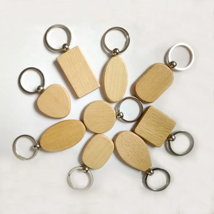 Wholesale OEM supply Fashionable Factory Price custom  Logo Beech Wooden Keychains