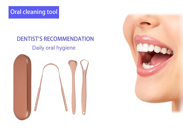 Oral hygiene Tongue Cleaning stainless Steel Tongue Cleaner  for Fresher Breath Copper Tongue Scraper