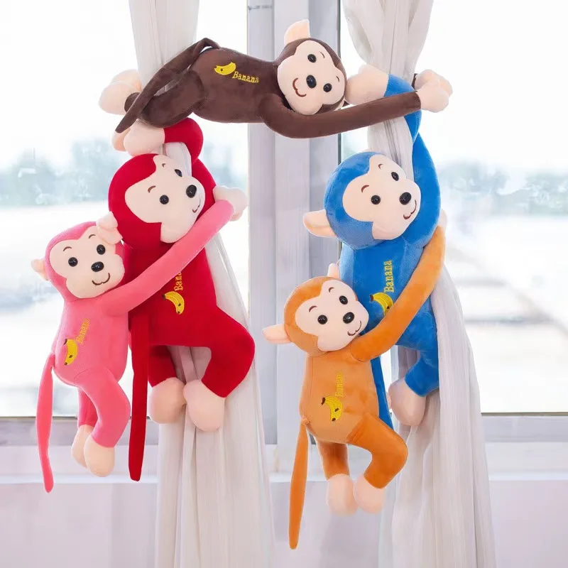 Wholesale In Stock 45/55/65cm Long Arm Monkey Plush Toy Hanging Monkey Lovely Button Monkey Soft Plush Kids Toys Gift