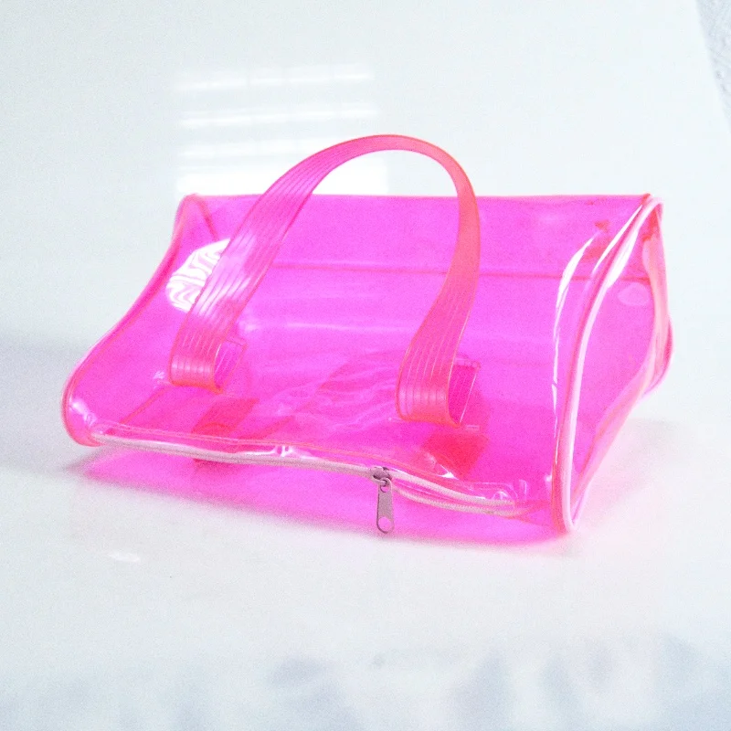 Wholesale Reusable Waterproof Pvc Clear Plastic 2 Handles Travel Zipper Handbags Plastic Christmas Gift Bags Shoulder Bags