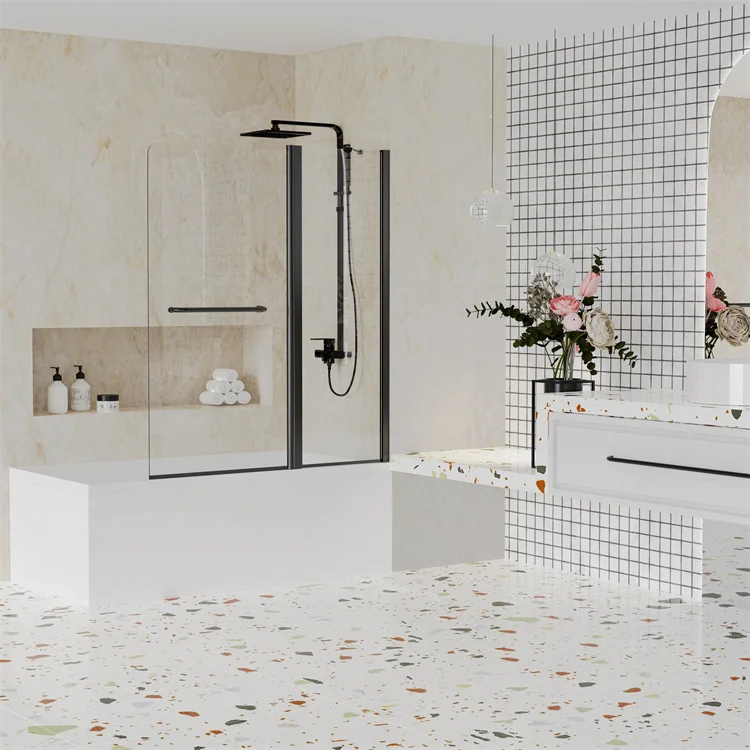 Cabine De Douche Bathroom Luxury Dubai Straight Pivot 6mm Glass 150cm Bathtub Shower Bath Screen