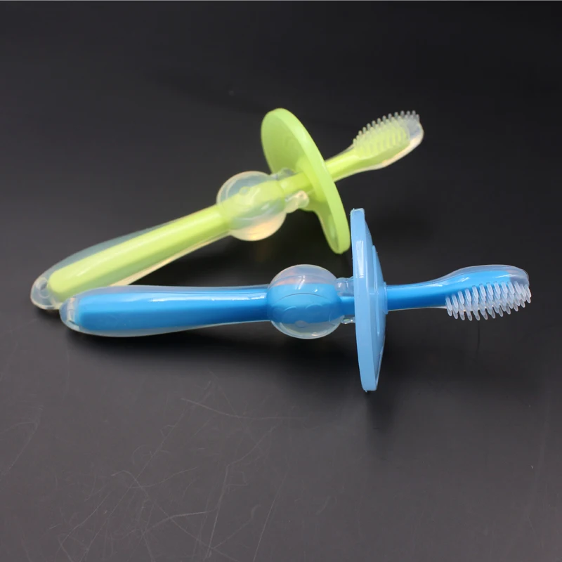 Capable Manufacturer Transparent Blue Handle Baby Silicone