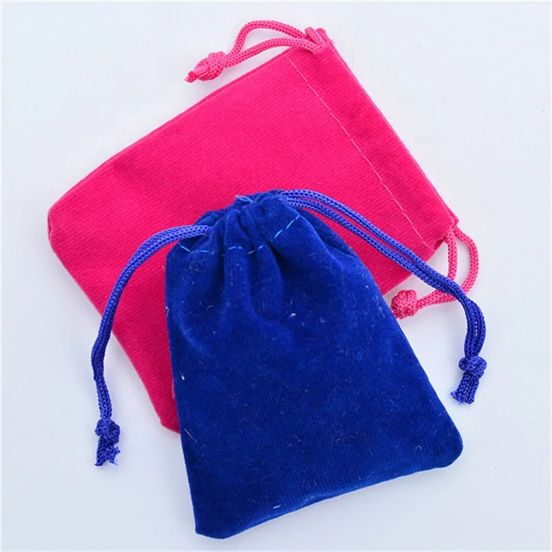 Оптовая продажа 9x12 см 10x15 см маленькие розовые бархатные сумки на шнурке бархатный мешочек для ювелирных изделий