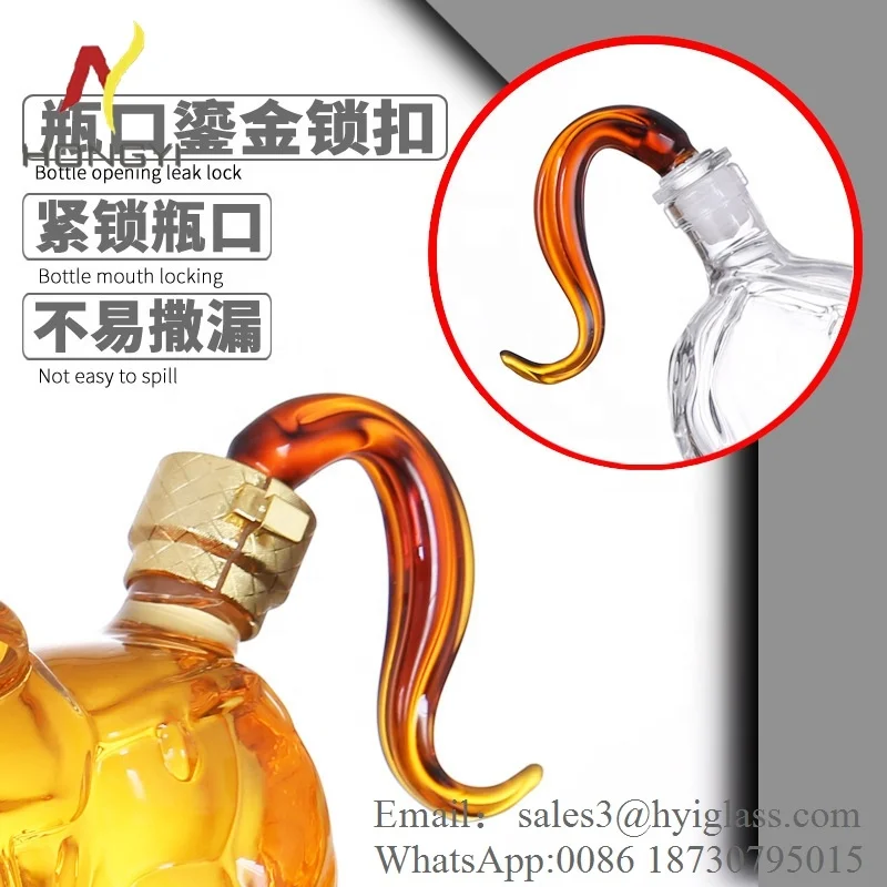 Animal Shaped Glass Bottle Golden horse Shaped Clear Glass Decanter Whiskey Glass Bottles 1000ml