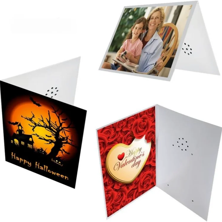 Factory customized folded voice recording greeting card Christmas sound recordable card speaking invitation card