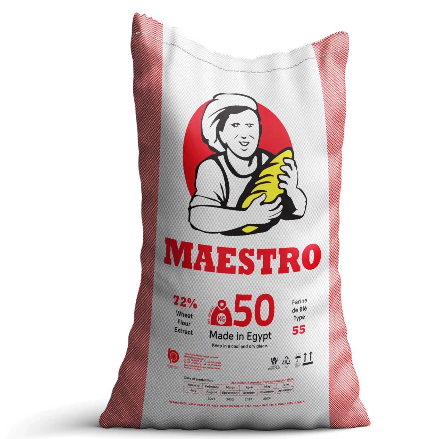 Maestro Brand High-Quality Whole Wheat Flour | Premium Egyptian Wheat Flour | 50kg Bags for Superior Baking