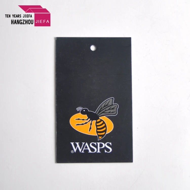 High Quality Black Hang Tag With Gold Logo Coated Paper Small Size For Clothing