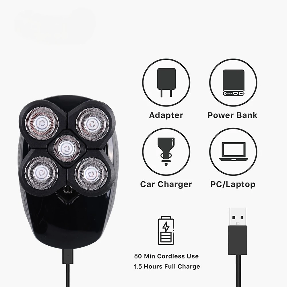 Electric Shavers Razor with LCD Display 5D Floating Waterproof Electric Hair Clippers Cleansing Brush