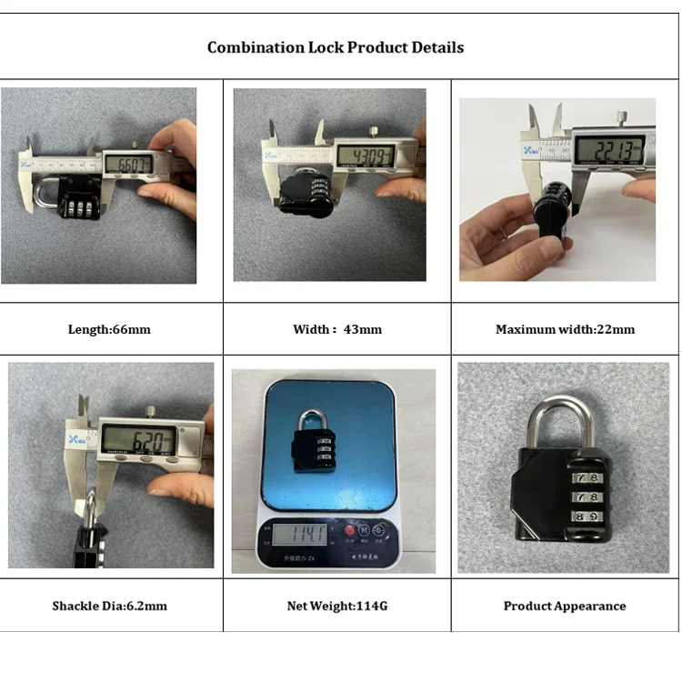 Heavy Duty 114G Resettable Zinc Alloy 4 Digit Padlock Black Combination Padlock School Gym Cabinet Code Pad Locks