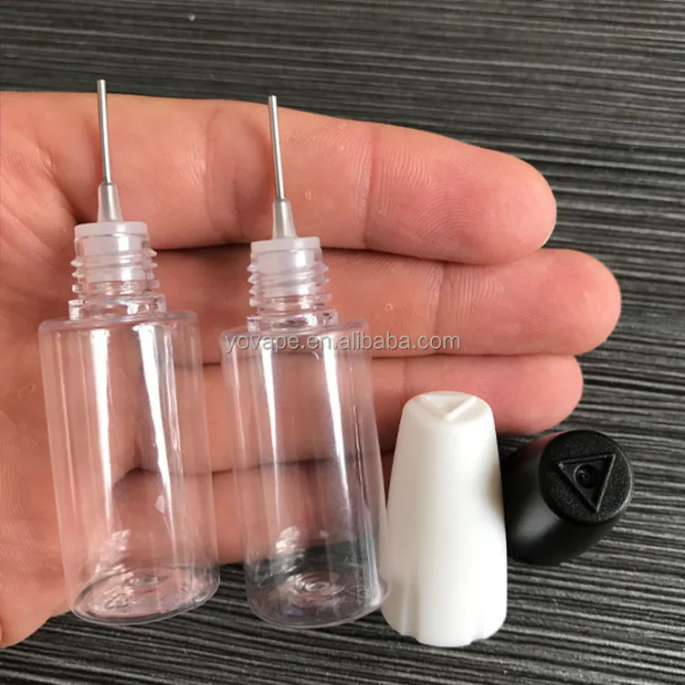 RTS stock factory bulk sale triangle marked lid PET plastic liquid 10 ml 10ml metal needle tip clear bottle with child proof cap