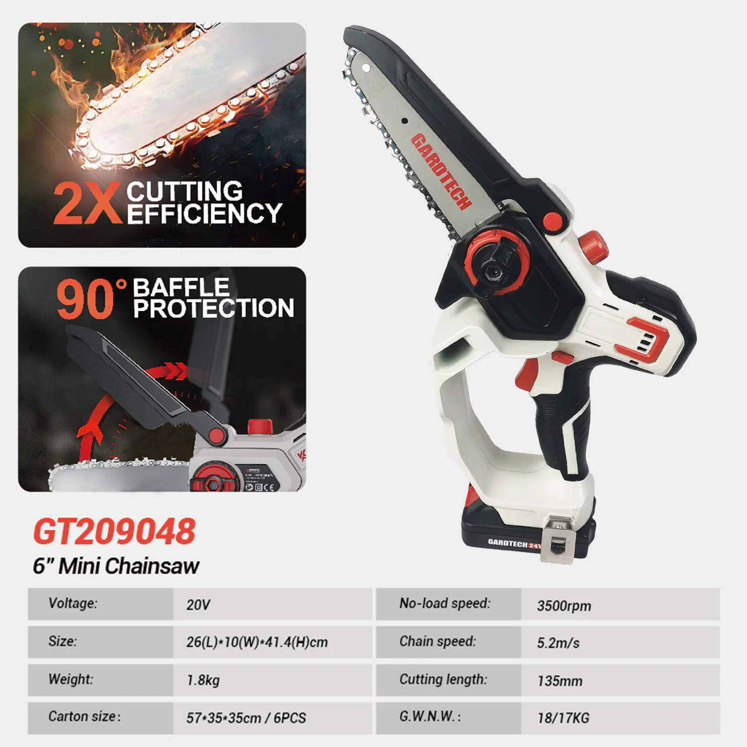 Vertak Small Electric Chainsaws Battery Powered Cordless Hand Saw With Security Lock & Auto Oiler-System For Wood/Trees Cutting