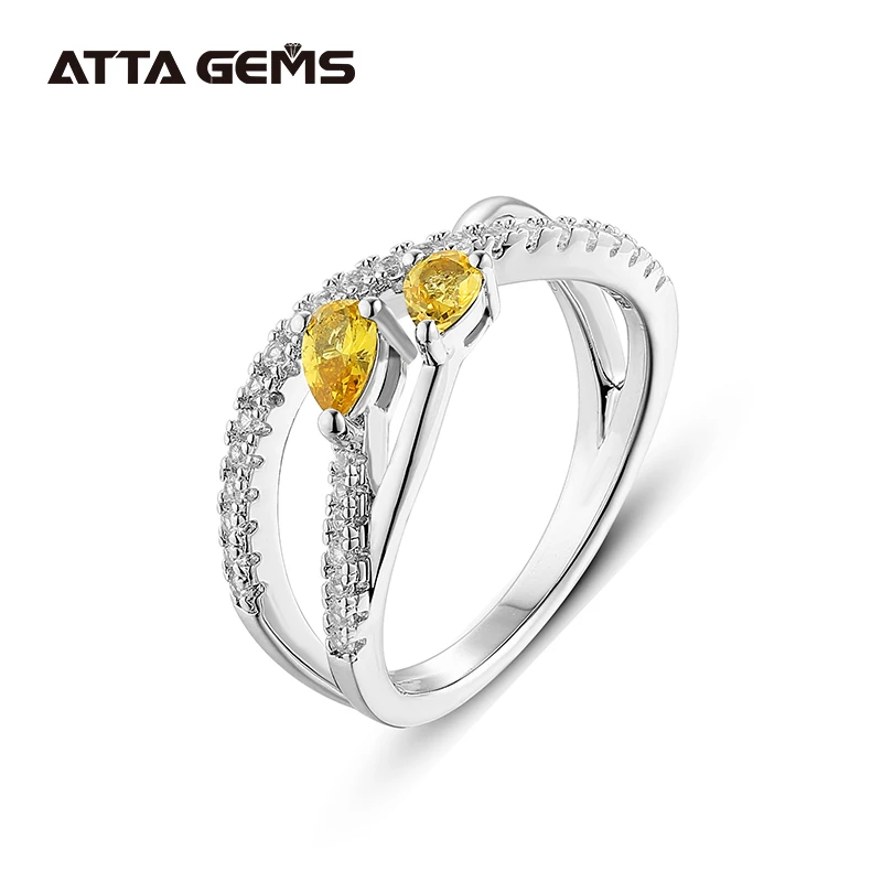 Yellow Sapphire Rings Real 925 Sterling Silver Yellow Sapphire Stone For Women Wedding Engagement Party Gift Fine Jewelry