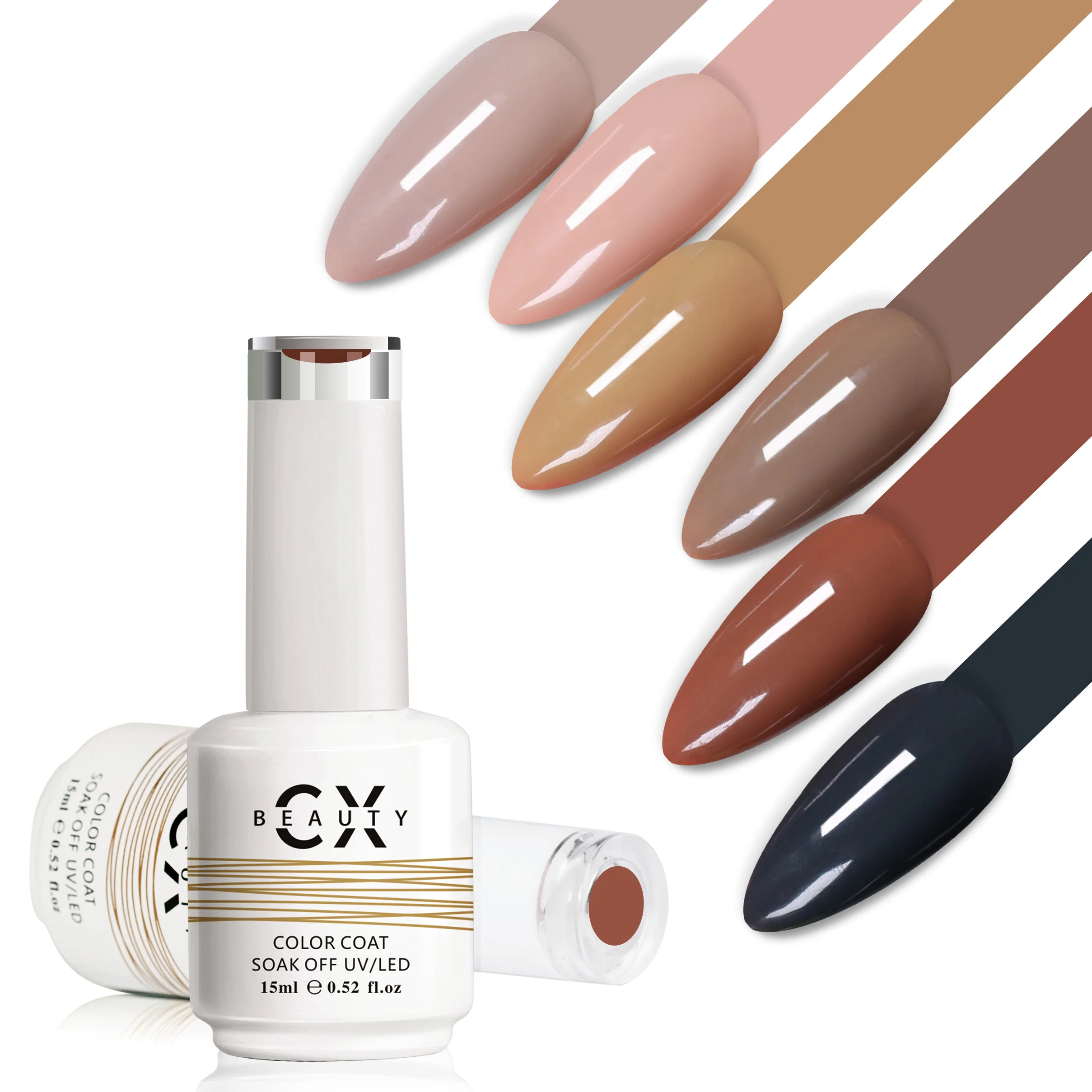 Caixuan professional nail art 282 pure color soak off uv gel nail polish permanent color UV nail Polish